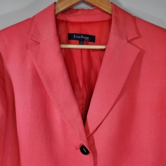 Evan-Picone Petite 2 Button Coral Blazer Jacket Size 8P - Picture 2 of 8